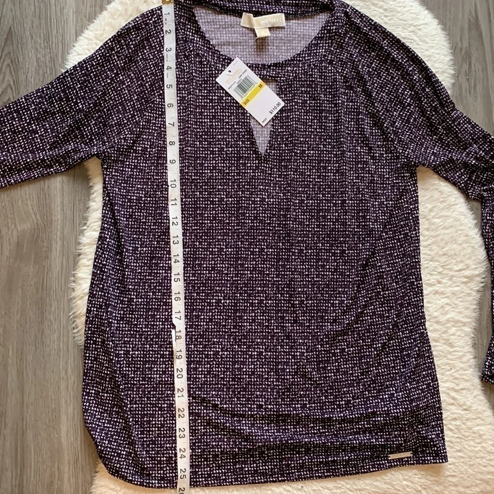 Michael Kors Dark Orchid all over pattern Blouse Size Medium NWT - Picture 15 of 16